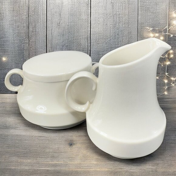 Lord Nelson Ware Tan Fine Porcelain Sugar And Creamer Set Kitchenware Vintage - Picture 1 of 16